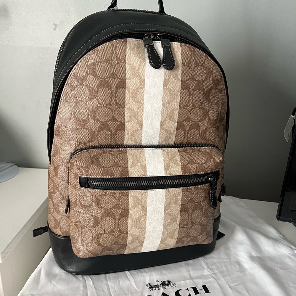 Coach Large Men's Tan and Black Backpack - Picture 3 of 11
